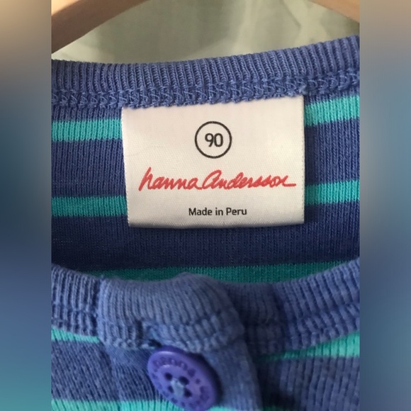 Hanna Andersson 100% cotton size 90 playdress, blue with blue stripes VGUC - Picture 8 of 9
